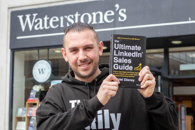 Daniel Disney has written a new book, Ultimate Linkedin Sales,  and Waterstones has agreed to stock itPictured: Daniel Disney with his new book at Waterstones, Portsmouth on 27 April 2021Picture: Habibur Rahman