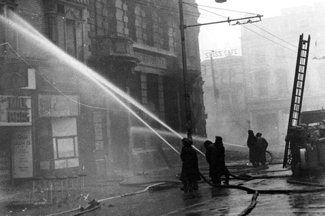 Commercial Road then and now. The morning after the night of January 10/11, 1941 Picture: The News archive.