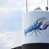 The giant lobster painted on  the River Hamble Harbour Master’s Office in Warsash was created by London-based street artist ATM. Picture: Siân Addison.