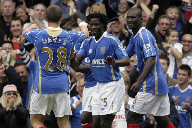 Benjani celebrates one of his goals in the 7-4 win over Reading.