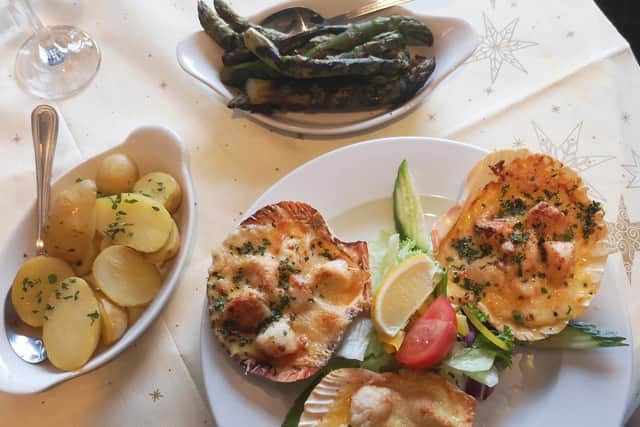 Scallop thermidor at the Bridge Tavern, Old Portsmouth