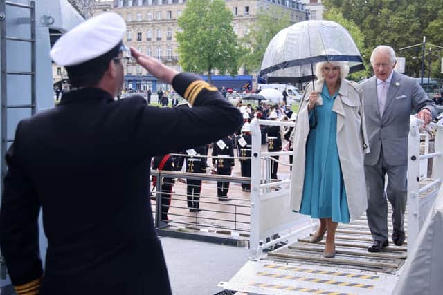 HMS Iron Duke hosted King Charles and Queen Camilla during their visit to France. Picture: LPhot Gareth Smith/Royal Navy.