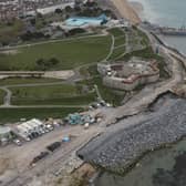 Work to add rocks to the sea defences at Southsea Castle