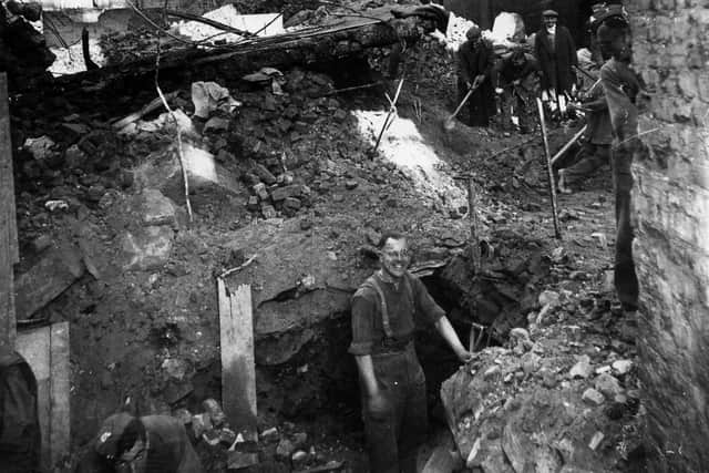 An undated picture of the Guildhall rubble after the Second World War bombing. The News PP3944