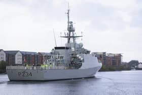 HMS Spey departs Scotland to travel to Portsmouth. Photo: BAE Systems.