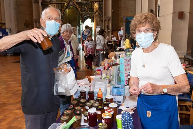 Bruce Carpenter with his jar of marmalade with Maureen White.
Picture: Keith Woodland (140821-12)