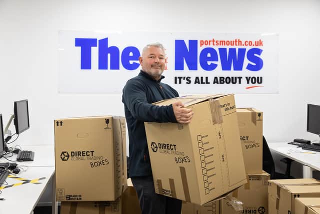 Former infantryman Graham Miller (57) receives the supplies which will aid Ukrainian refugees. Picture: Mike Cooter (150322)