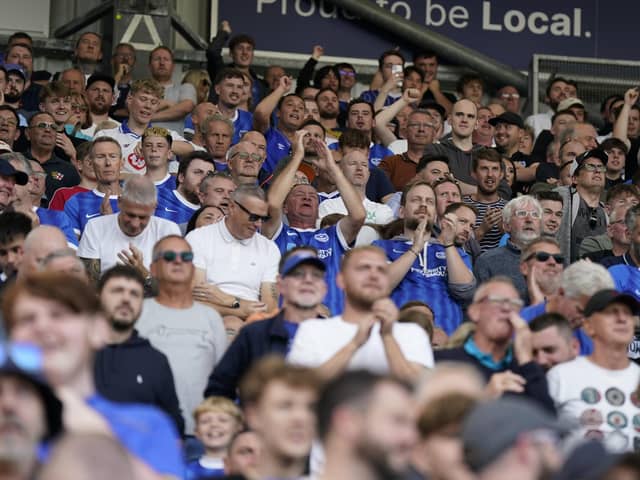 Pompey fans during Saturday's 2-0 win against Port Vale on Saturday