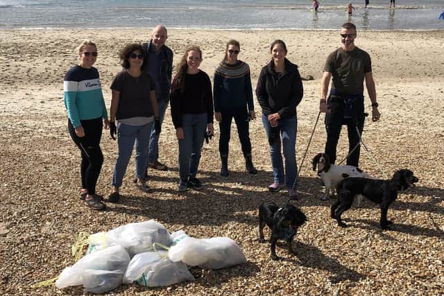The litterpicking team with their bags of rubbish. 
