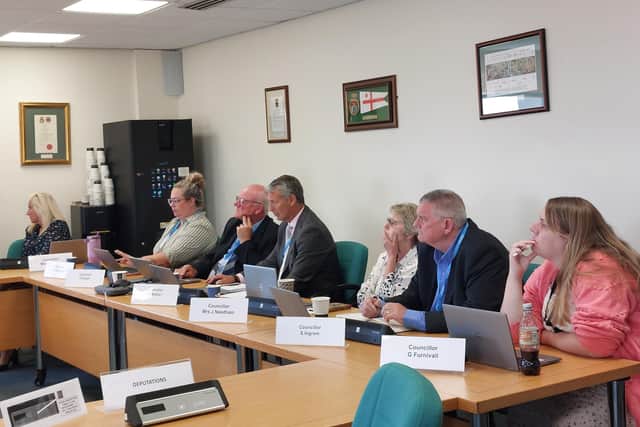Fbc Planning Committee R To L, Cllr J Burton, Cllr K Wiltshire, Cllr, S Dugan, Cllr P Nother, Cllr J Needham, Cllr S Ingram And Cllr G Furnivall July 10 Ldrs