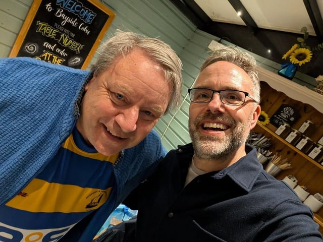 Quiz master Gary Parker with Chris Davis
