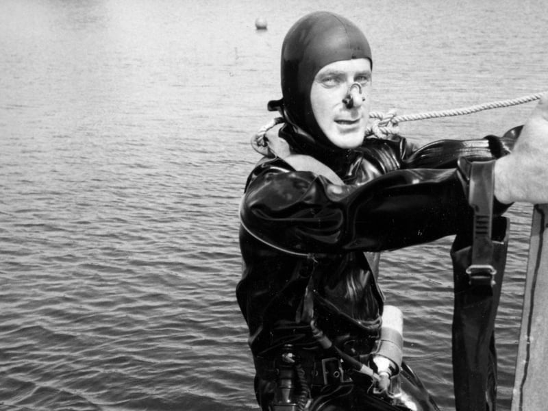 Lt Eddie Mulligan (27) an officer with the Irish Naval Service emerges from Horsea Lake after completing ditching drill in 1995. The News PP5672