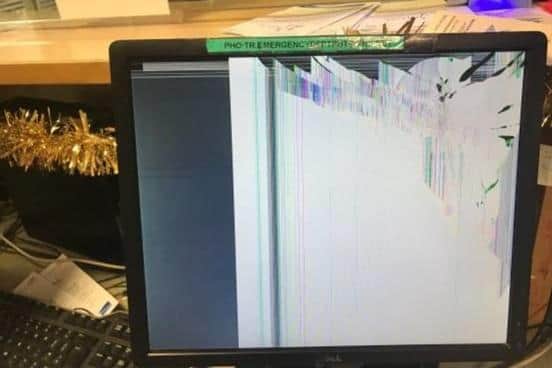 The damaged computer at Queen Alexandra Hospital. Picture: Hampshire Police