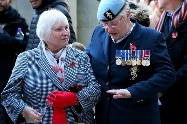 Shared reflection. Armistice Day Service, World War I Cenotaph, Guildhall Square, Portsmouth
Picture: Chris Moorhouse (jpns 111123-33)