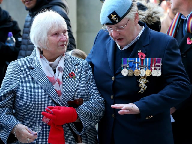 Shared reflection. Armistice Day Service, World War I Cenotaph, Guildhall Square, PortsmouthPicture: Chris Moorhouse (jpns 111123-33)