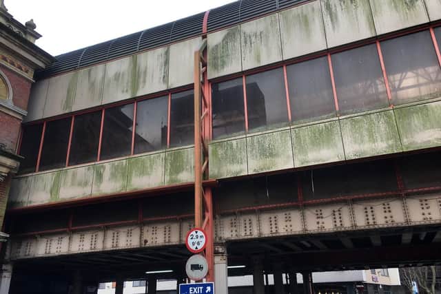Portsmouth and Southsea station in 2019 looking grubby.