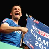 Michael Doyle celebrates Pompey's 2016-17 League Two title win    Picture: Harry Murphy/Getty Images