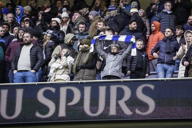 Pompey fans at the Tottenham Hotspur Stadium.