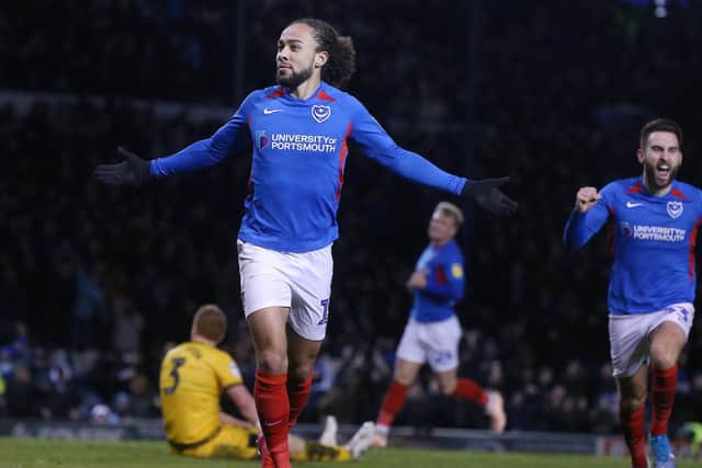 Marcus Harness celebrates his goal against MK Dons. Picture: Joe Pepler
