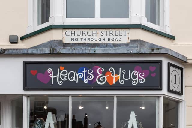 Hearts and Hugs in Church Street, Titchfield. Picture: Mike Cooter (151021)