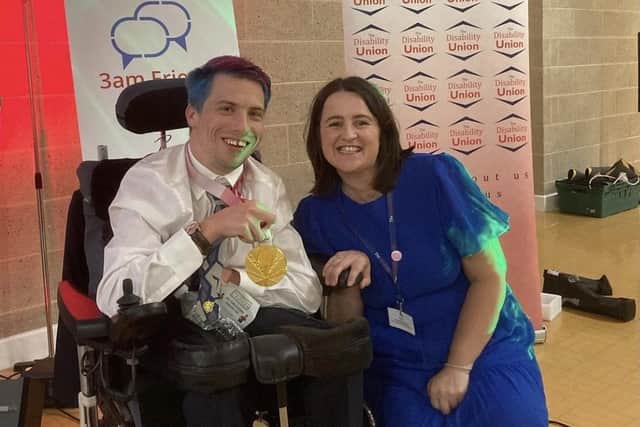 Kirsty Smillie from The Disability Union, right, with Paralympic gold medalist David Smith OBE. Picture: Contributed