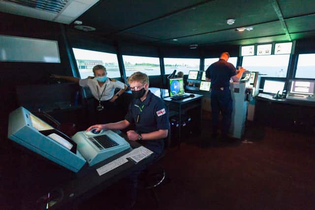 Merchant Navy Midshipman on the Endeavour Building Navigation Simulators
Picture: Keith Woodland