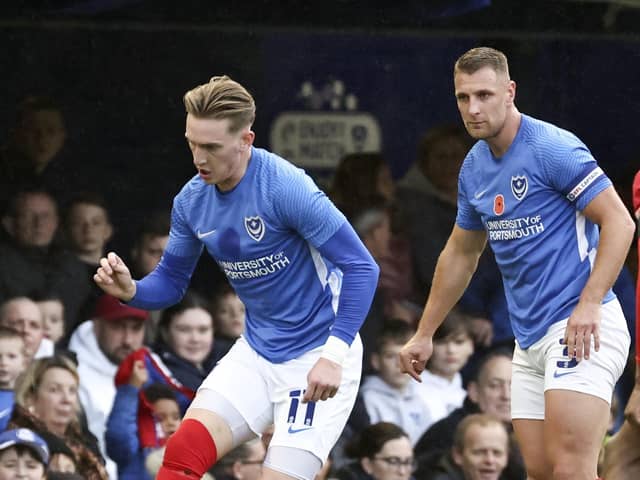 Ronan Curtis has led the tributes to former Pompey defender Lee Brown after the latter completed his AFC Wimbledon transfer.   Picture: Barry Zee