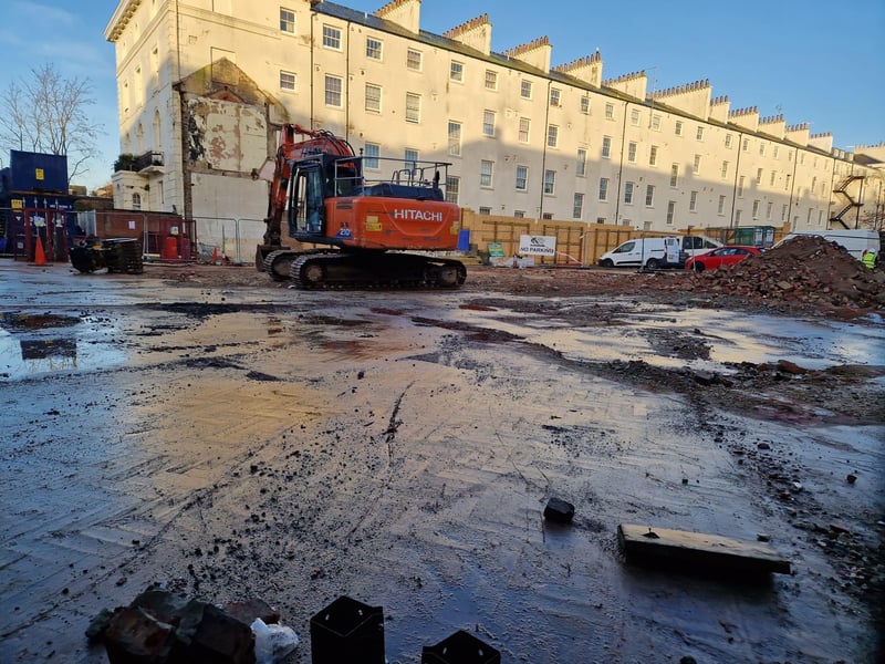 Scaffolding has been erected as work continues at the former Debenhams in Southsea's Palmerston Road.