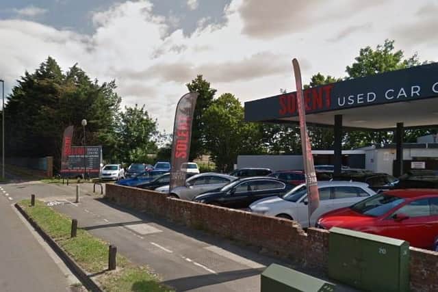 A 16-year-old boy from Havant was walking along Petersfield Road yesterday evening when a silver Peugeot car pulled up alongside him outside of the Solent Used Car Centre and three men got out with a knife. Picture: Google Maps