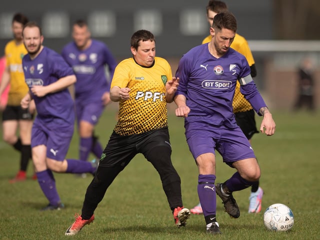 Action from AFC Tamworth's 7-2 victory over Gosham Rangers in Division Two of the City of Portsmouth Sunday League. Picture: Keith Woodland (120321-18)
