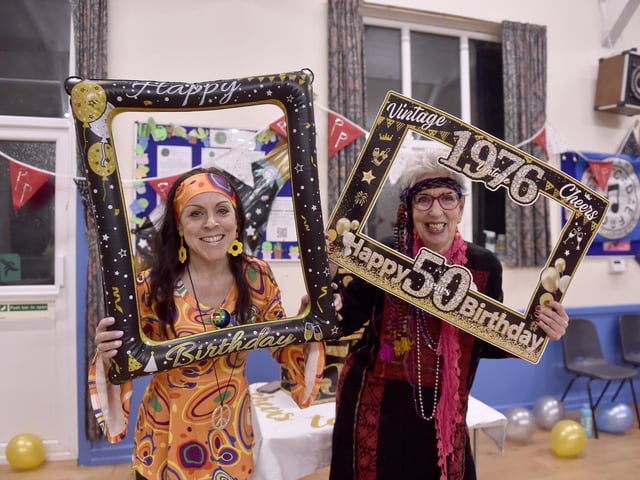The Pitchpipers celebrated their 50th anniversary on Turesday, March 31, 2026 at Christ Church Hall in Cosham. Pictured is: (l-r) Louise Berry who has been a member for 11 years from Drayton and Janice Halsey from Emsworth, who has been a member for two years.Picture: Sarah Standing (310326-9173)