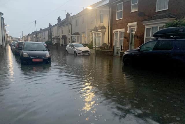 Leesland Road in Gosport, suffered some flooding after heavy rainfall in the early hours of Monday, September 23, 2024. Picture: Victoria Smith