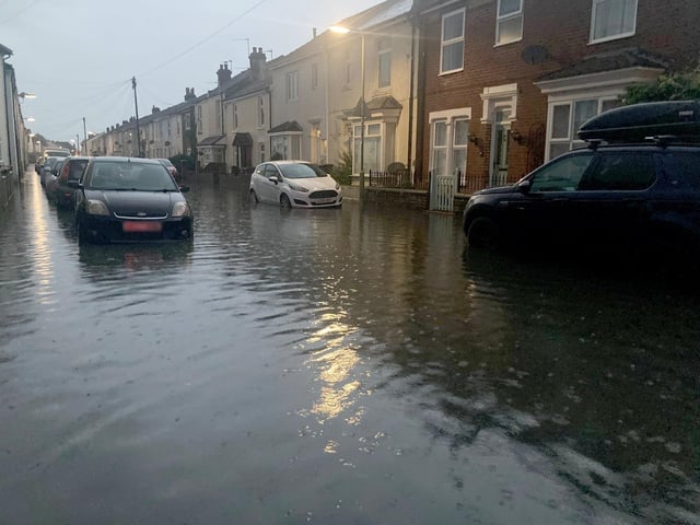 Leesland Road in Gosport, suffered some flooding after heavy rainfall in the early hours of Monday, September 23, 2024.Picture: Victoria Smith