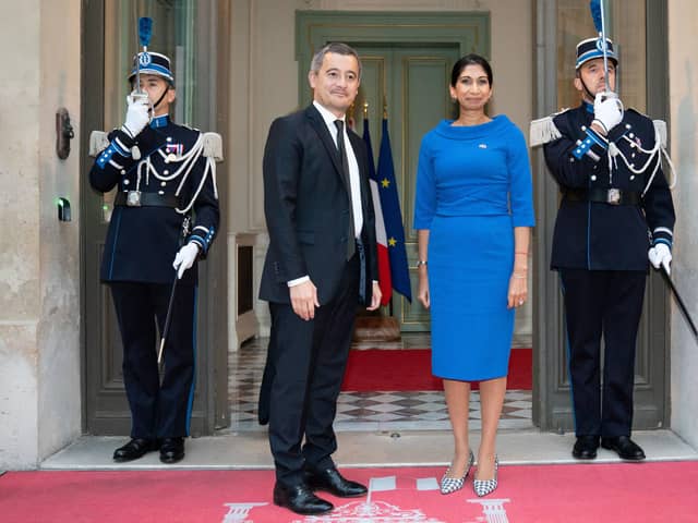 Home secretary Suella Braverman is greeted by French interior minister Gerald Darmanin. Picture: Stefan Rousseau - Pool/Getty Images