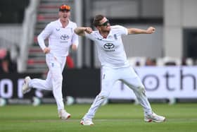 Liam Dawson takes a wicket for England. Photo: Getty Images