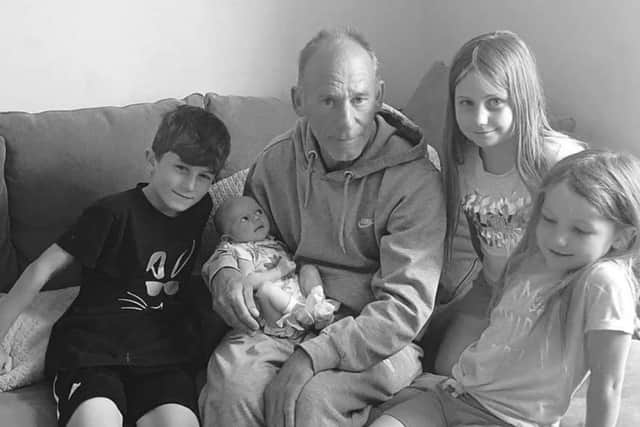 Anthony Murphy with his grandchildren. 
Pictured: Anthony with Aaron, Ellie, Sophie and Chloe.
