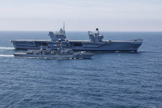 HMS Prince of Wales at sea with HMS Lancaster. Picture: Royal Navy