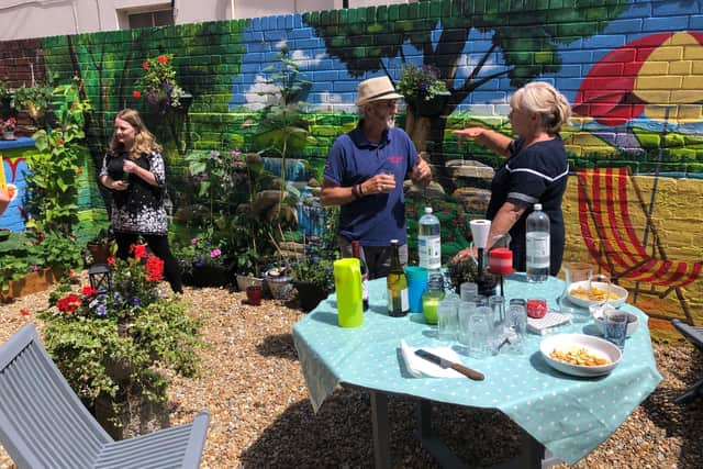 More than 10 neighbours across the 52-flat block have helped renovate the outdoor space. Picture: Richard Lemmer