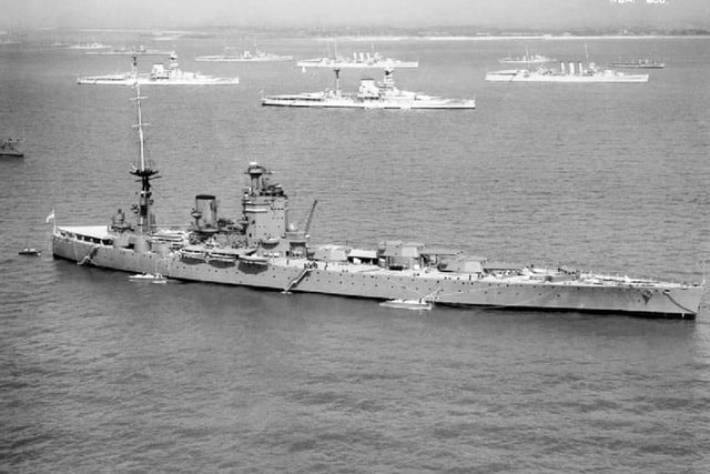 HMS Nelson with other British battleships and cruisers for the 1937 Coronation Fleet Reviewcaption : The British battleship HMS NELSON off Spithead for the 1937 Fleet Review. Anchored in the background are two Queen Elizabeth Class battleships and two cruisers of the London Class. Picture: Imperial War Museum collection no. 4002-05