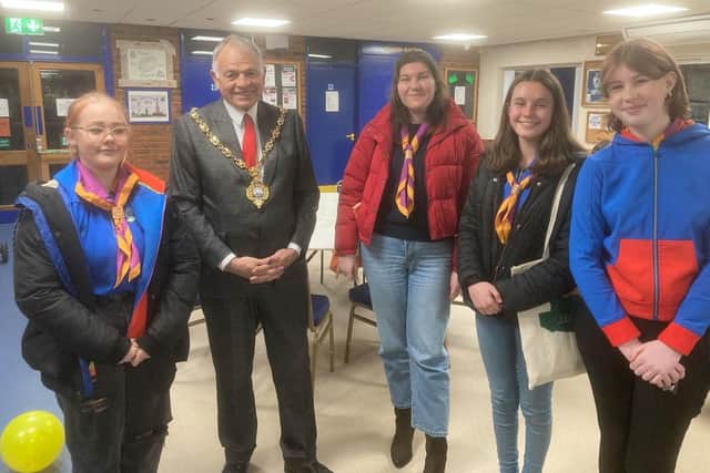 Gosport Councillor Jamie Hutchison, who was the town's Mayor at the time of the Gosport RR event, with 1st Alverstoke Guides