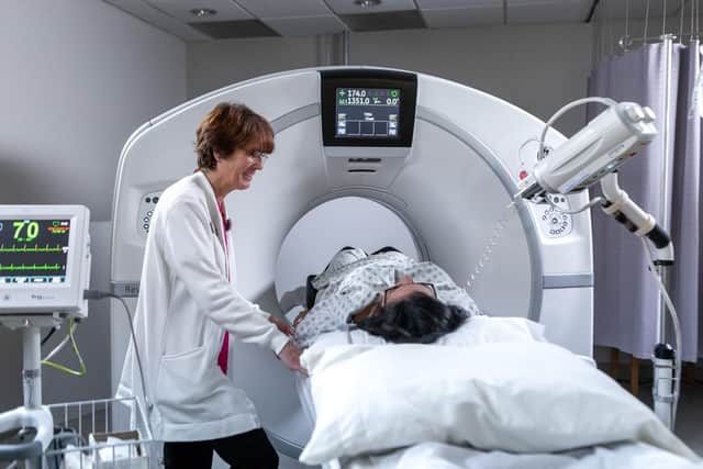 Patient undergoing CT scan 