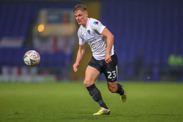 Cameron Pring, seen here against Ipswich, has started Pompey's last two league and FA Cup matches in the absence of Lee Brown. Picture: Nigel Keene/ProSportsImages