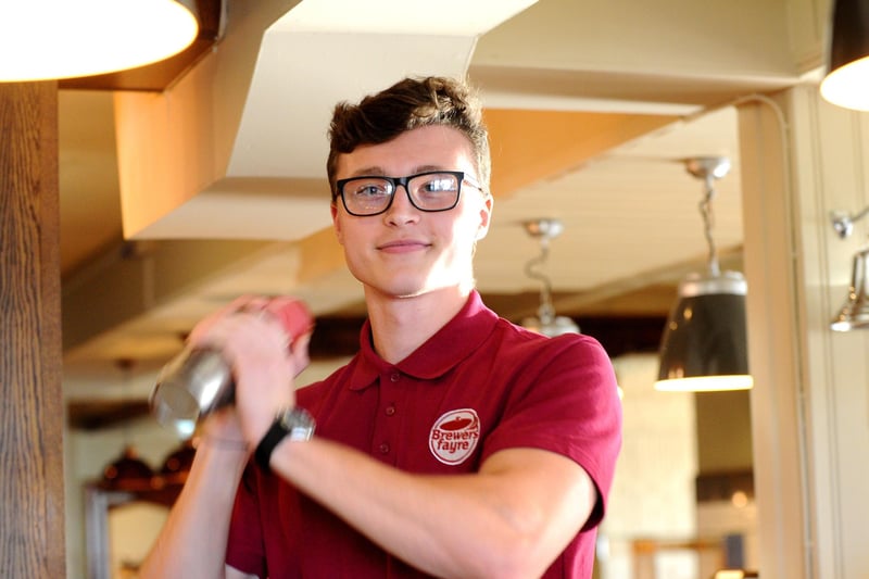 Clarence Pier Brewers Fayre pub has officially reopened on February 6, 2023. 
Pictured:  Kamil Panasiuk, team member,makes cocktails.