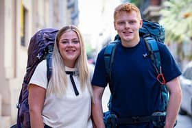 Siblings Katie and Harrison have different approaches to travel in the new season of Race Across the World (Picture: BBC/Studio Lambert)