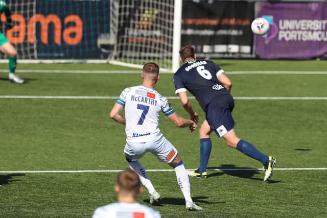 Jake McCarthy scores from outside the 18-yard box against Dover this season. Picture by Dave Haines
