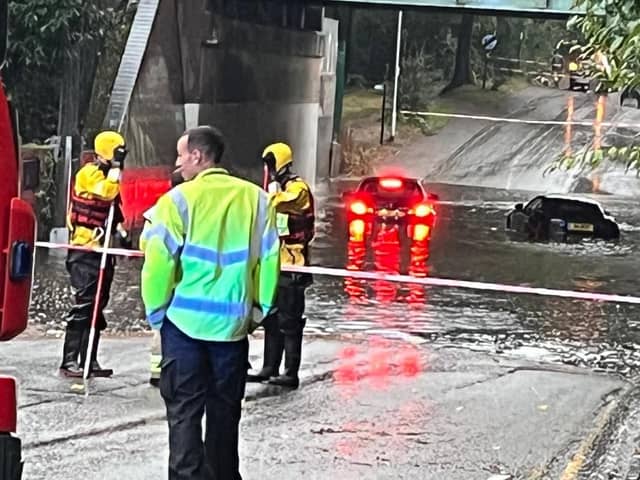 Emergency Services attending dangerous flood in Amersham