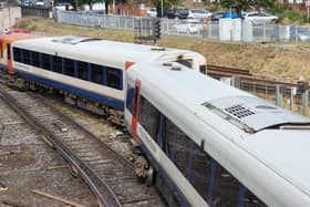 A train has derailed at Fratton railway station in Portsmouth on August 5, 2021. Picture: Habibur Rahman