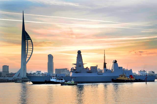 HMS Diamond pictured arriving into Portsmouth. The warship suffered a breakdown during her deployment with HMS Queen Elizabeth.

Picture: Paul Jacobs