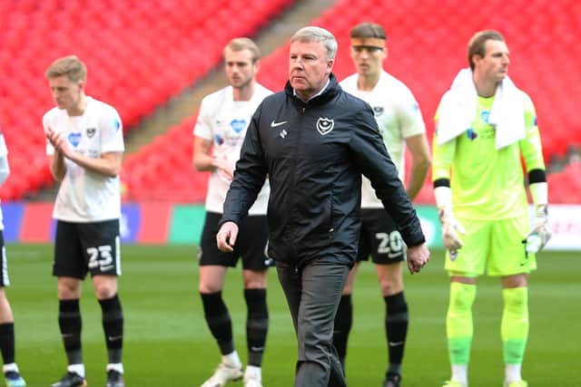 Kenny Jackett's long tenure as Pompey manager ended when he was dismissed on Sunday morning - the day after Wembley defeat to Salford. Picture: Joe Pepler
