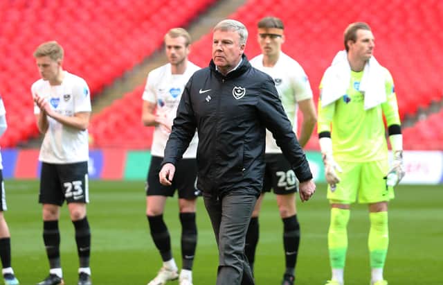 Kenny Jackett's long tenure as Pompey manager ended when he was dismissed on Sunday morning - the day after Wembley defeat to Salford. Picture: Joe Pepler